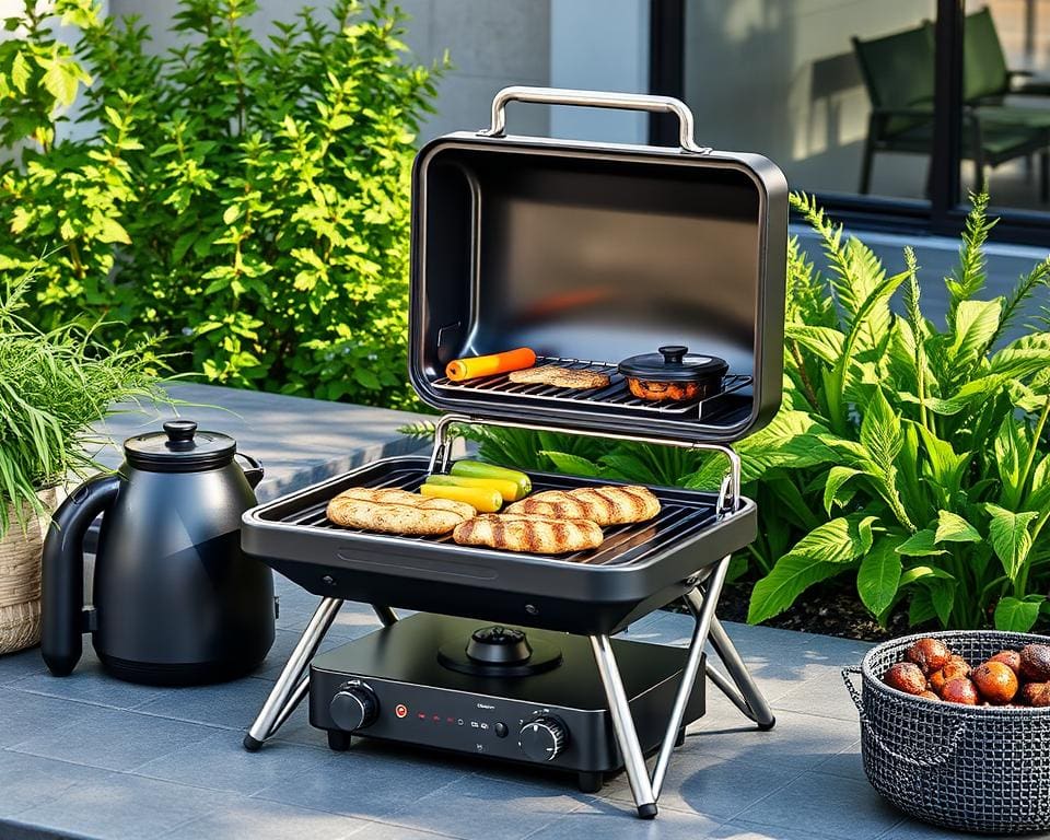 Elektrische BBQ’s met een compacte opvouwbare standaard
