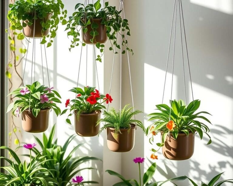 Hangende plantenpotten met automatische irrigatie