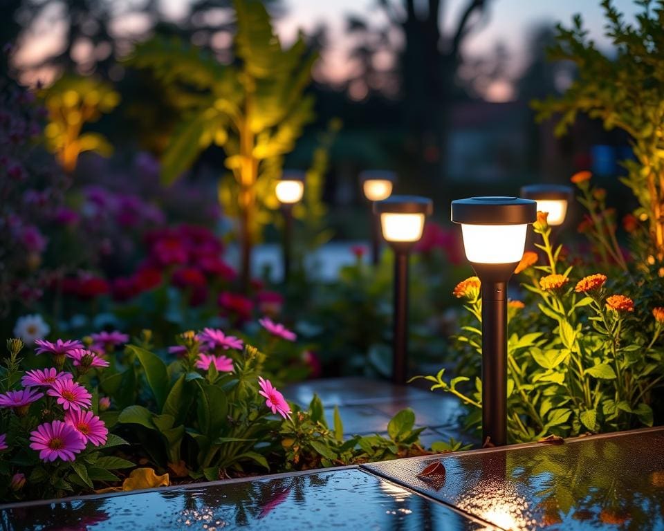 Slimme tuinverlichting met regenbestendige behuizing