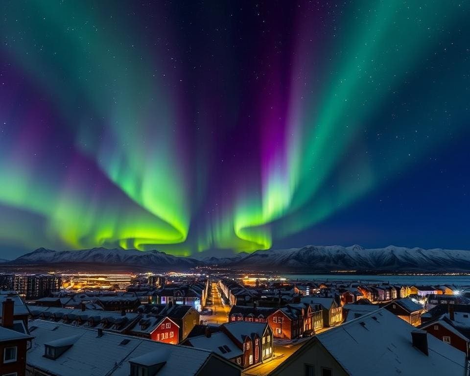 noorderlicht in Reykjavik