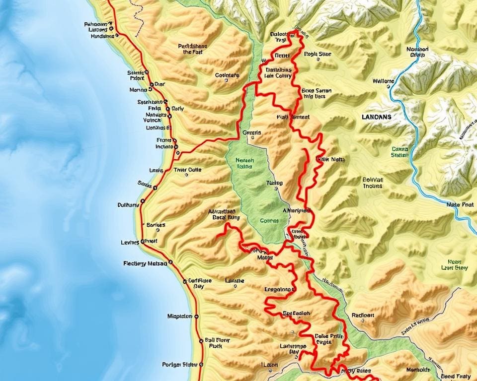 topografie van fietsroutes