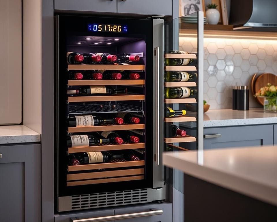 wijnkoelkast met verschillende temperatuurzones