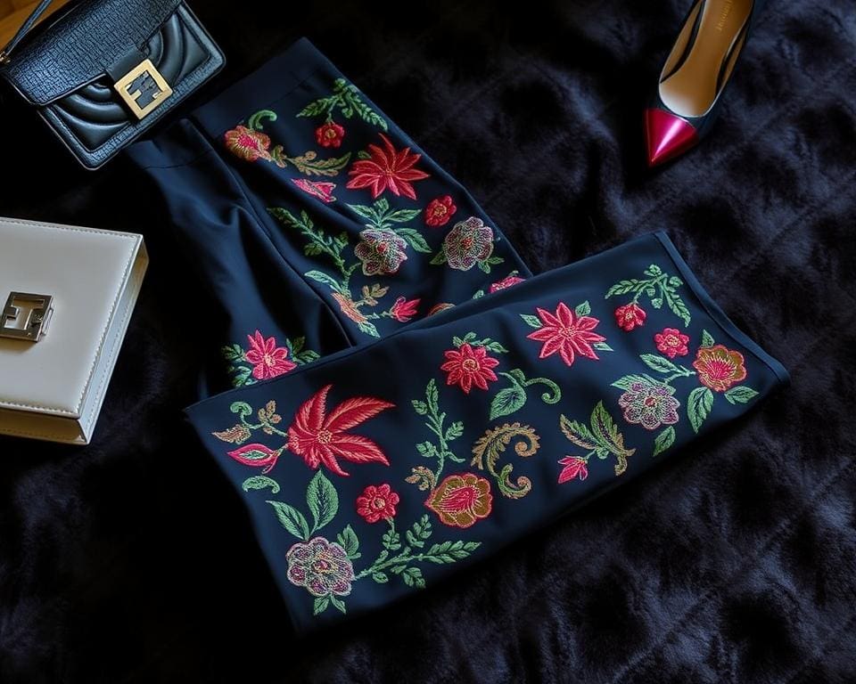Fendi geborduurde pantalons: Luxe accenten voor elke outfit