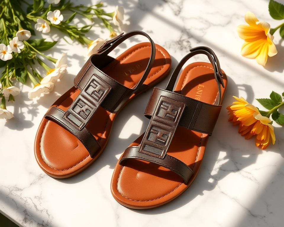 Fendi leren sandalen