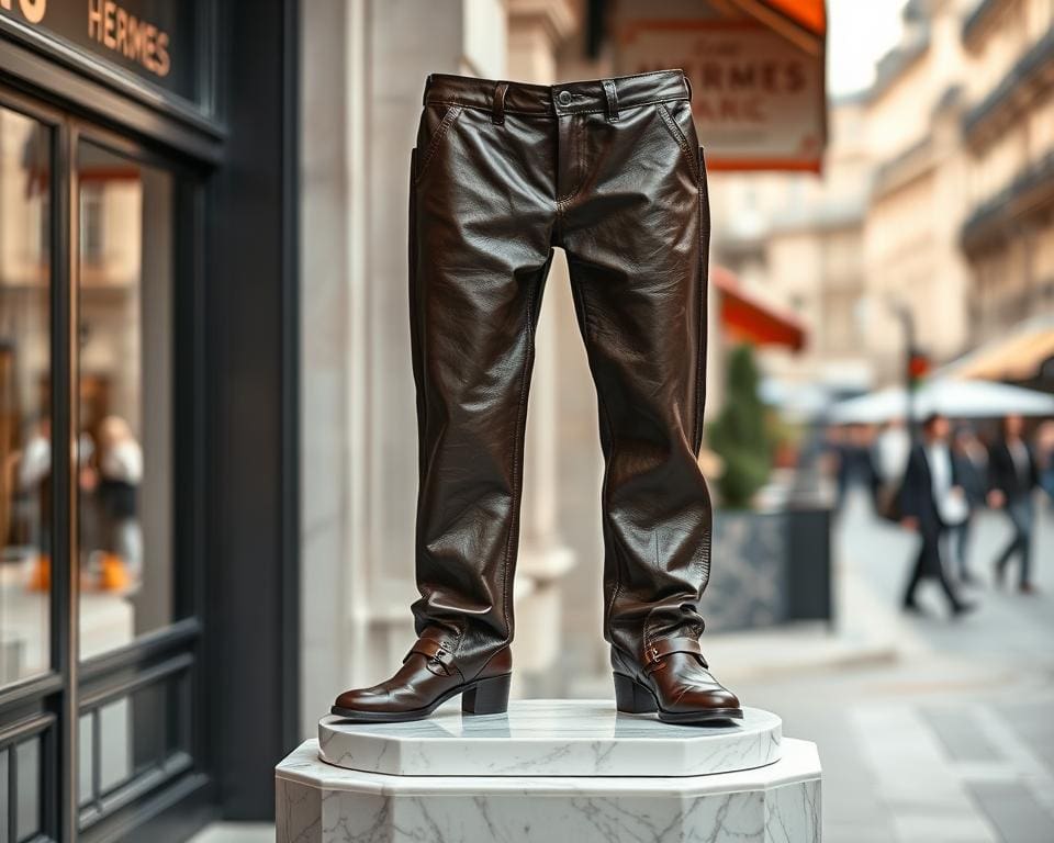 Hermès leren broeken: Voor een verfijnde Franse uitstraling