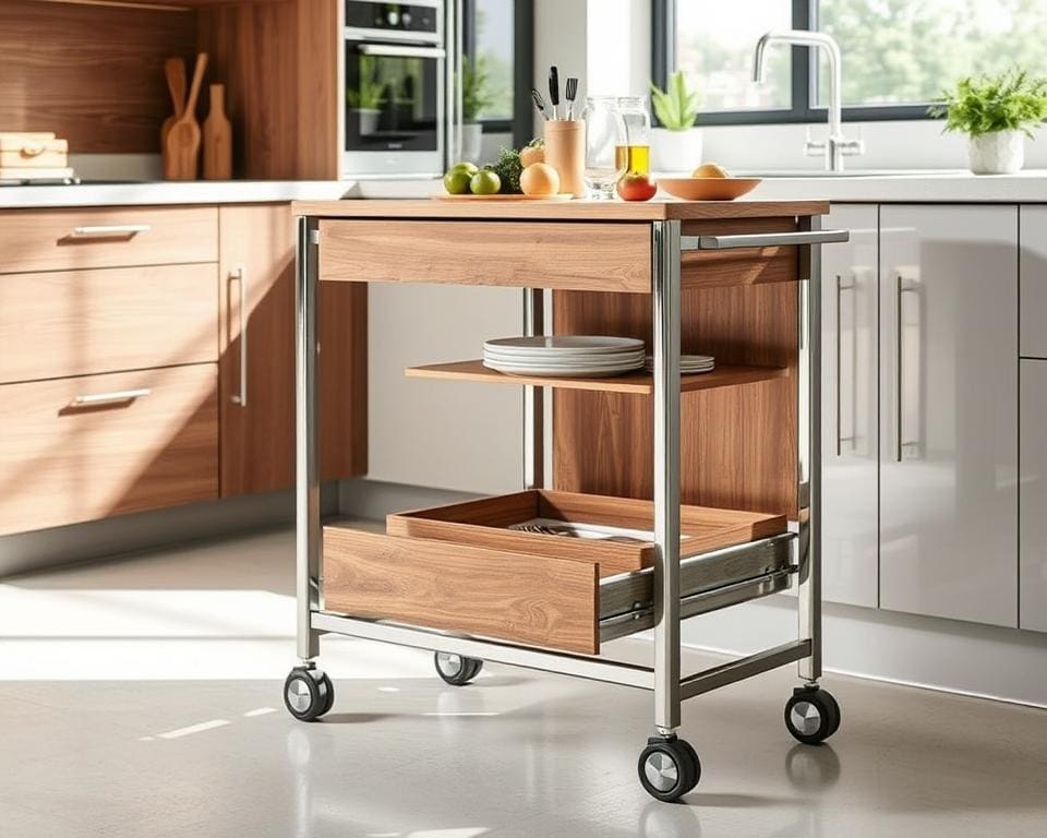 Keukentrolleys met een uittrekbare la