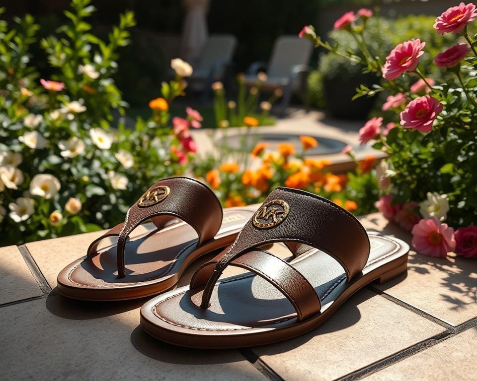 Michael Kors leren sandalen: Voor een verfijnde zomerse look