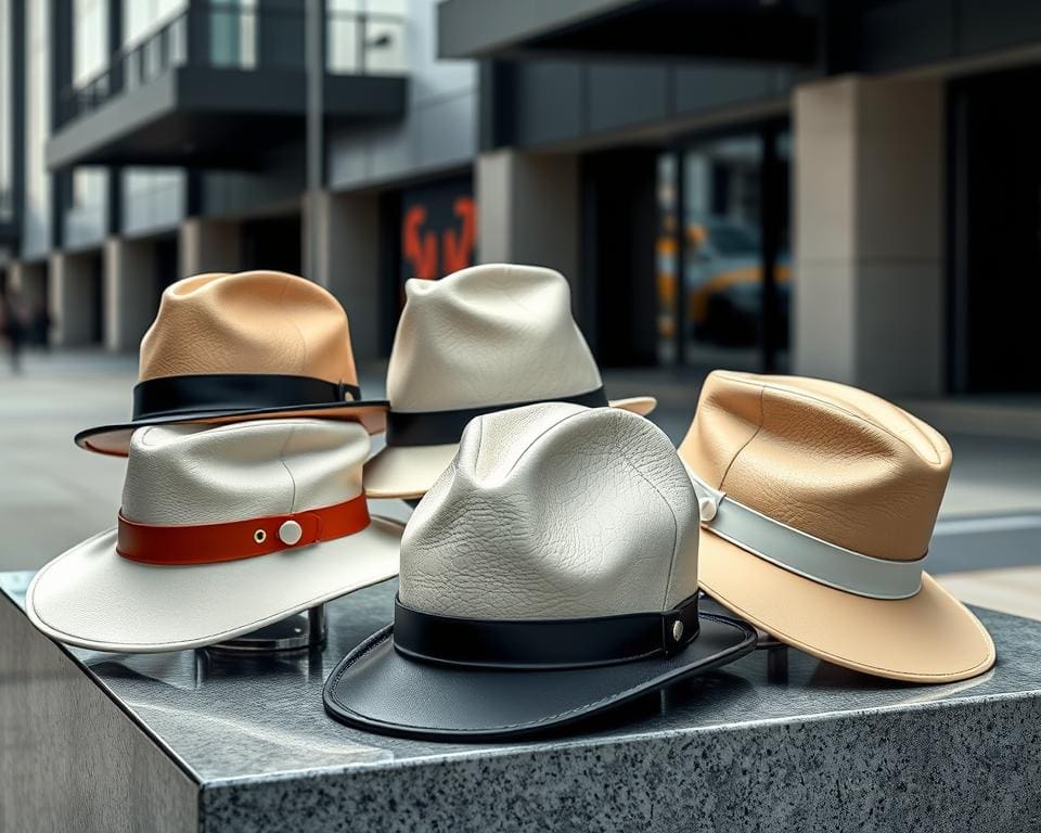 Off-White leren hoeden: Voor een edgy en moderne uitstraling