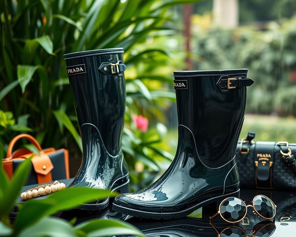 Prada regenlaarzen: Luxe bescherming tegen regenachtige dagen
