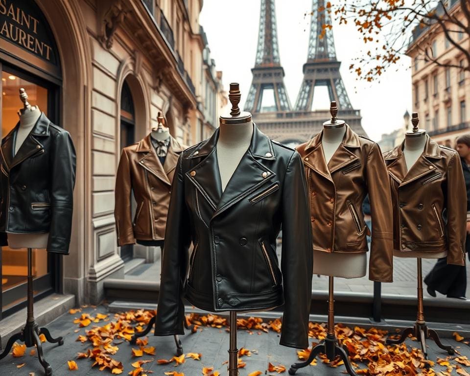 Saint Laurent leren jassen: Parijse chic in elk seizoen