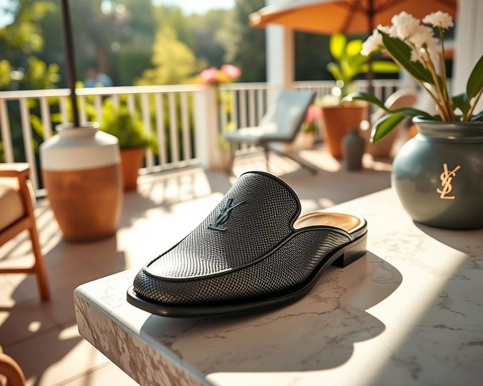 Saint Laurent leren slippers: Luxe voor warme dagen