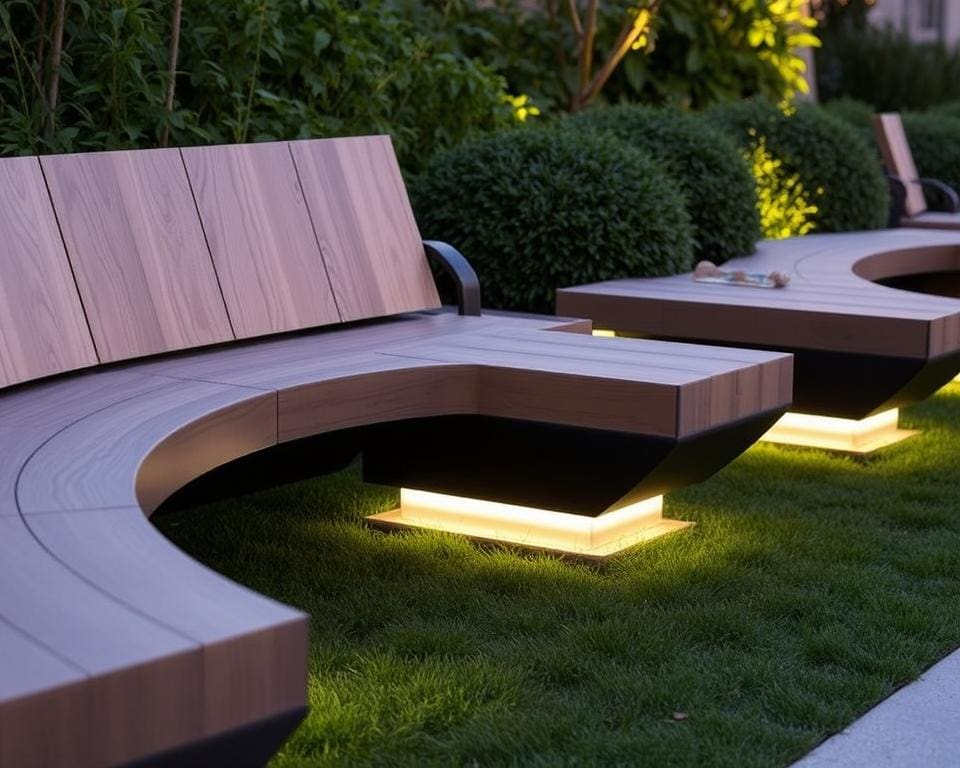 Tuinbanken met geïntegreerde verlichting