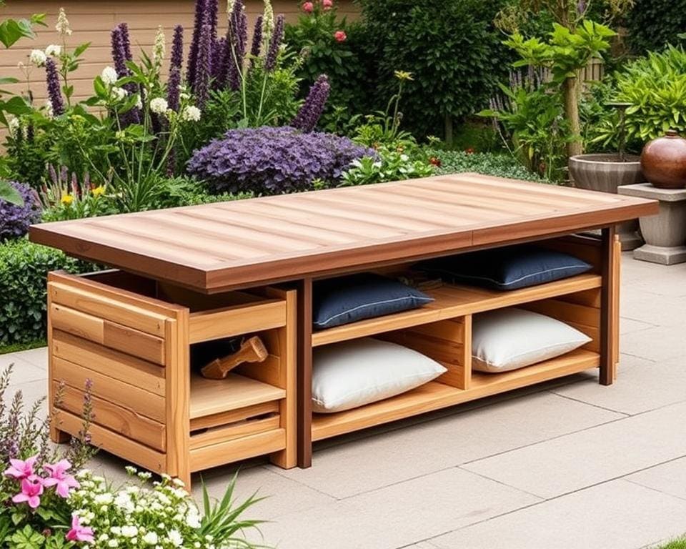 Tuintafels met een ingebouwde opbergruimte