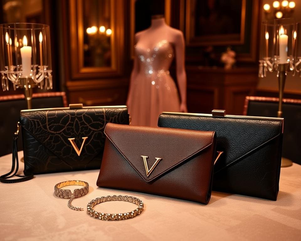 Valentino leren clutches: Voor een chique en verfijnde avondlook