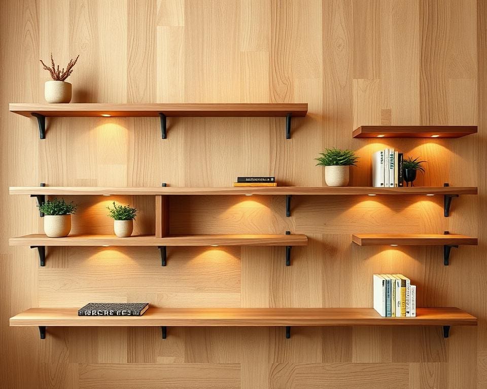 Wandplanken met een natuurlijke houten afwerking