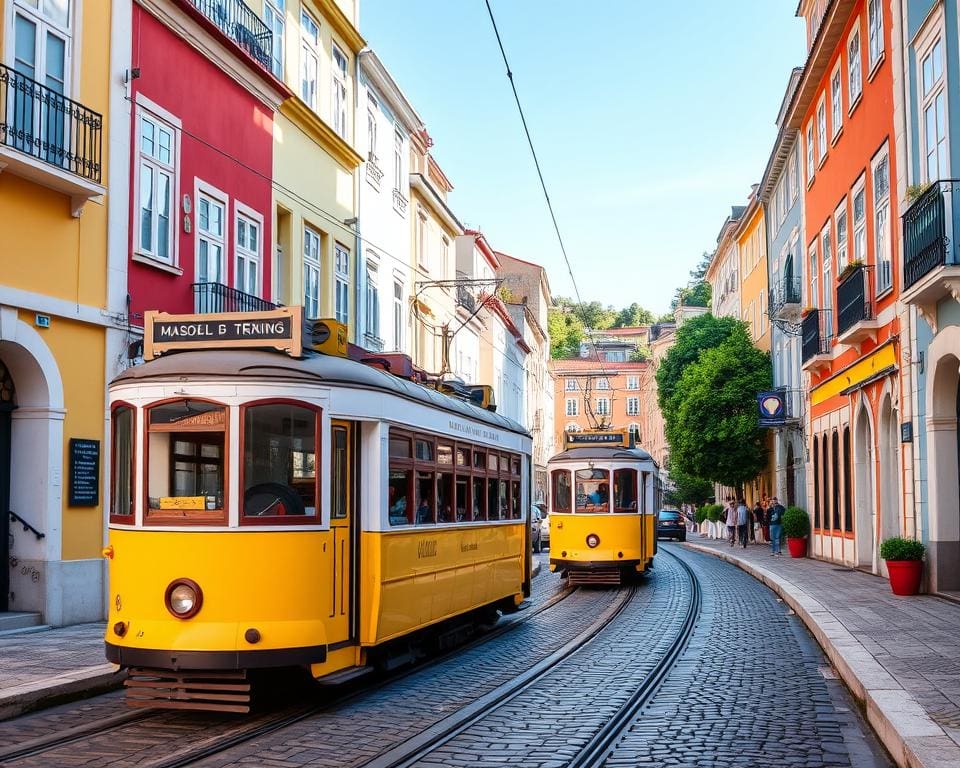 gele trams in Lissabon