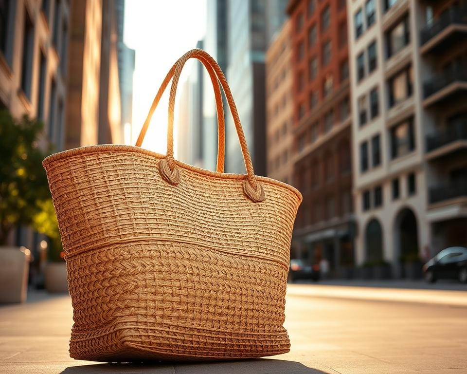Hoe stijl je een rieten strandtas in de stad?